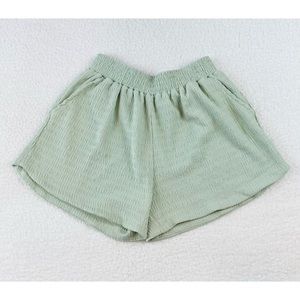 THER STUDIO • Mint Green Textured High-Waisted Mini Shorts